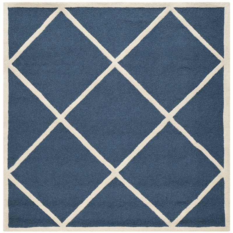 Deedgra Hand Tufted Wool Geometric Rug, Square 6'