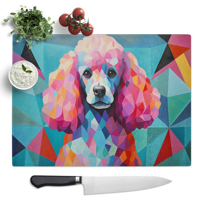 Poodle Geometric No.2  Glass Chopping Board