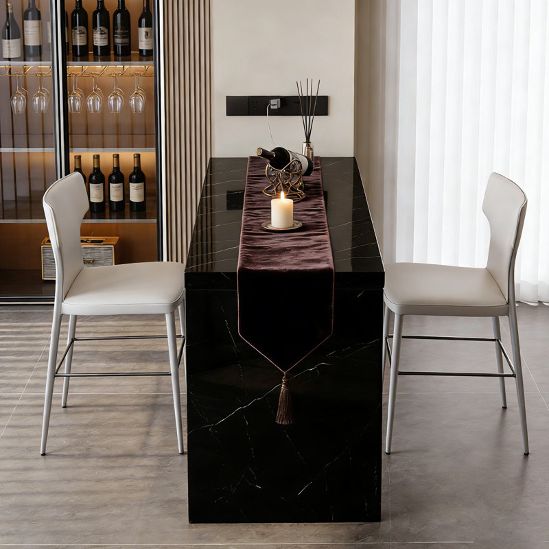 Comptoir de bar / îlot de cuisine 74,8 po en bois fritté noir moderne simple, convient pour la cuisine et le salon