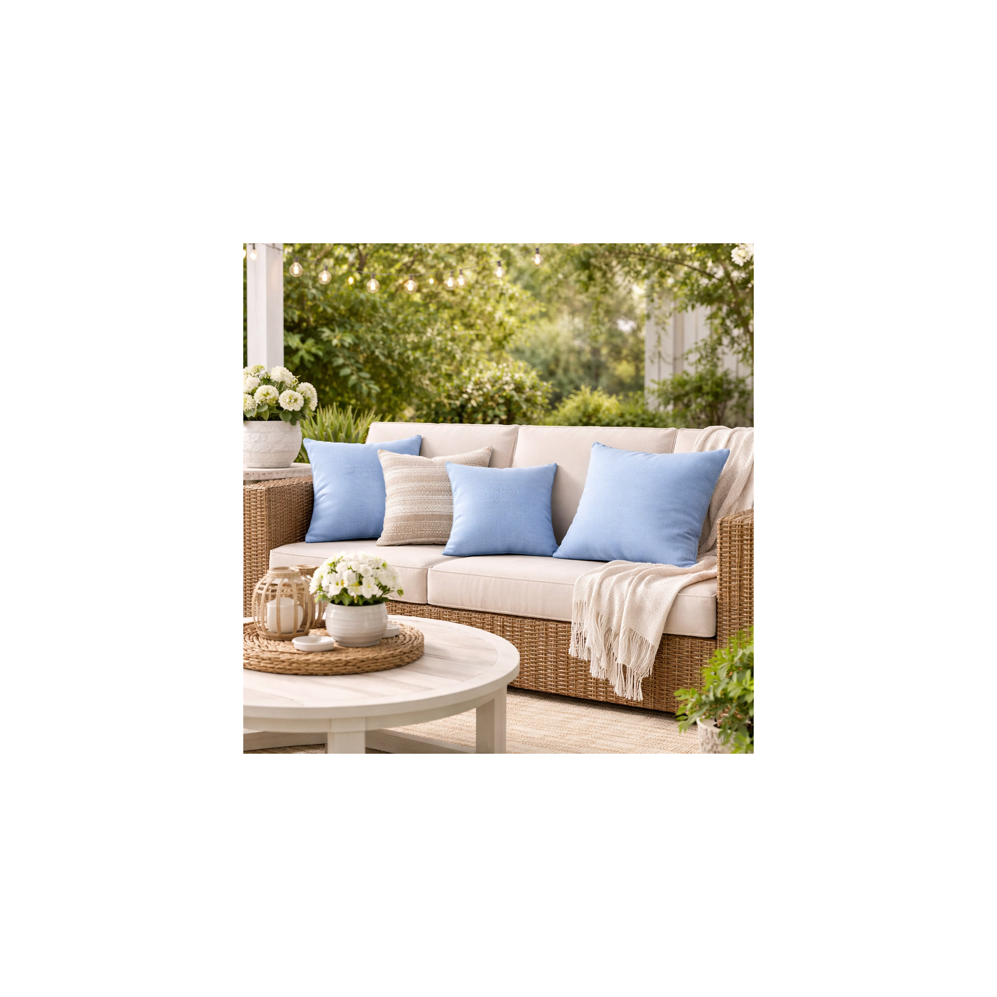 Indoor/Outdoor Throw Pillow, Canvas Air Blue Sunbrella® Canvas, Square 24"