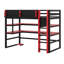 Gaming Loft Bed With Built-In Desk And Storage Shelves, Space-Saving Wooden Bed Frame With LED & Side Race-125193245-125193244