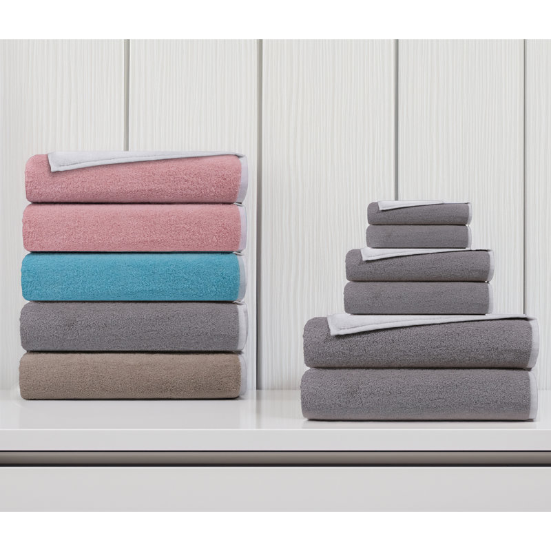 Ensemble de serviettes turques 6 pièces Double Face, Blanc / beige