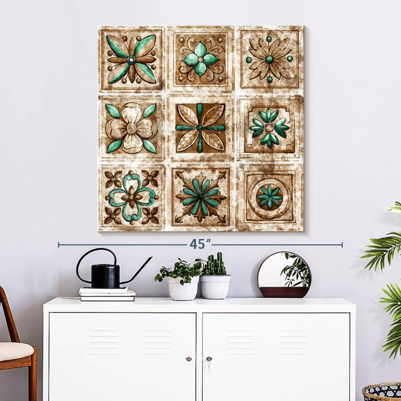 Carrelage floral rétro Kerner, H 33 po x l 33 po