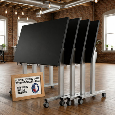 Bureau de table de conférence pliable avec roulettes verrouillables et conception compacte de 48 po x 24 po Bureauximpli, fabriqué aux États-Unis