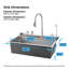 Robinet rétractable à simple cuve d'évier de cuisine 304 30 "x 18" Whale Waterfall Bonde en acier inoxydable avec accessoires de lave-vaisselle