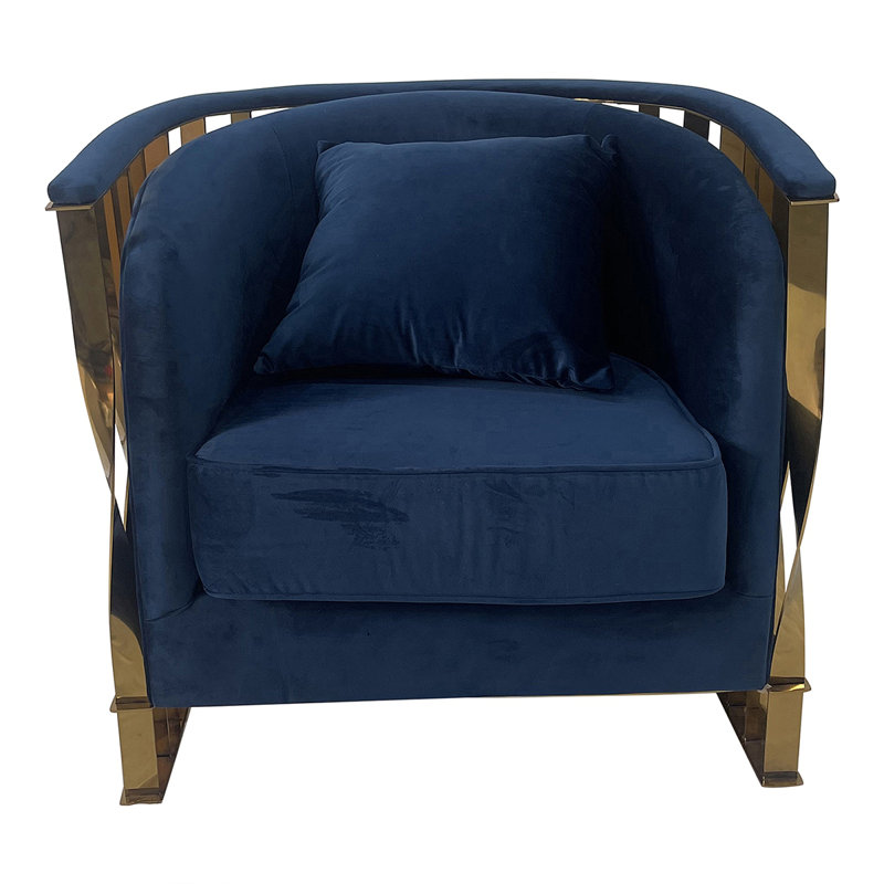 Fauteuil d'appoint moderne, Velours bleu marine