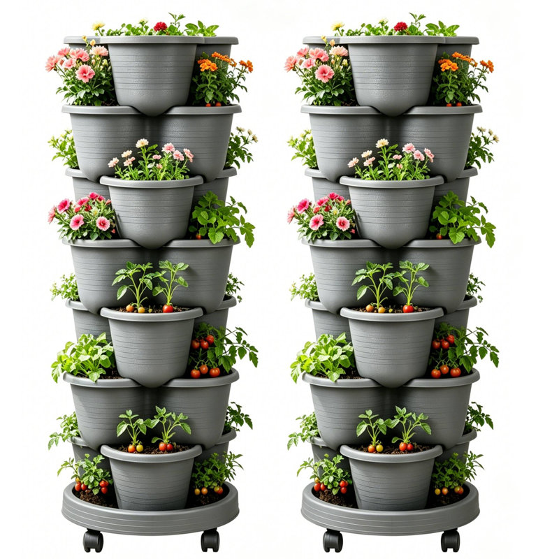 Ensemble de jardinières verticales Strawberry, Gris