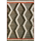 Antique Navajo Native American Geometric Flat Weave Gray Rug