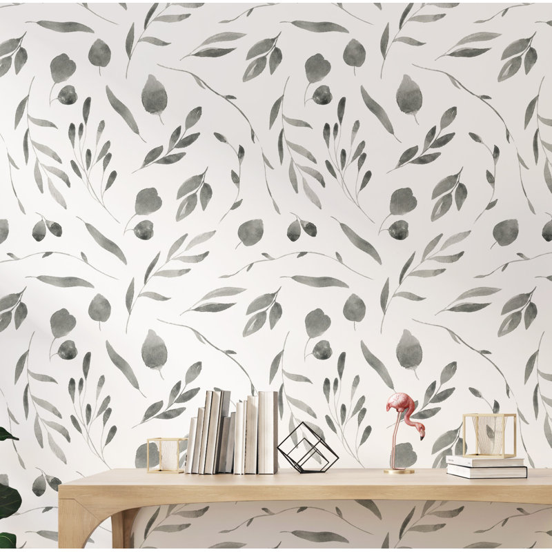 Papier peint autocollant Abott noir et blanc, l 24 po x L 100 po