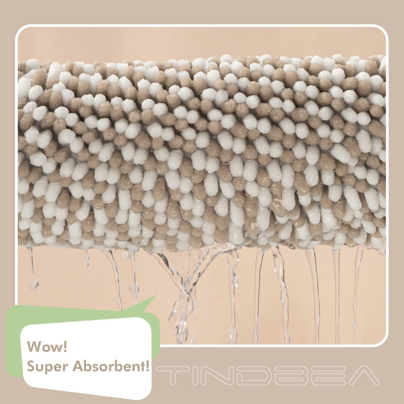 Bathroom Rugs Set 2 Piece, Extra Soft and Absorbent Fluffy Striped Chenille Bath Mat Rug Set