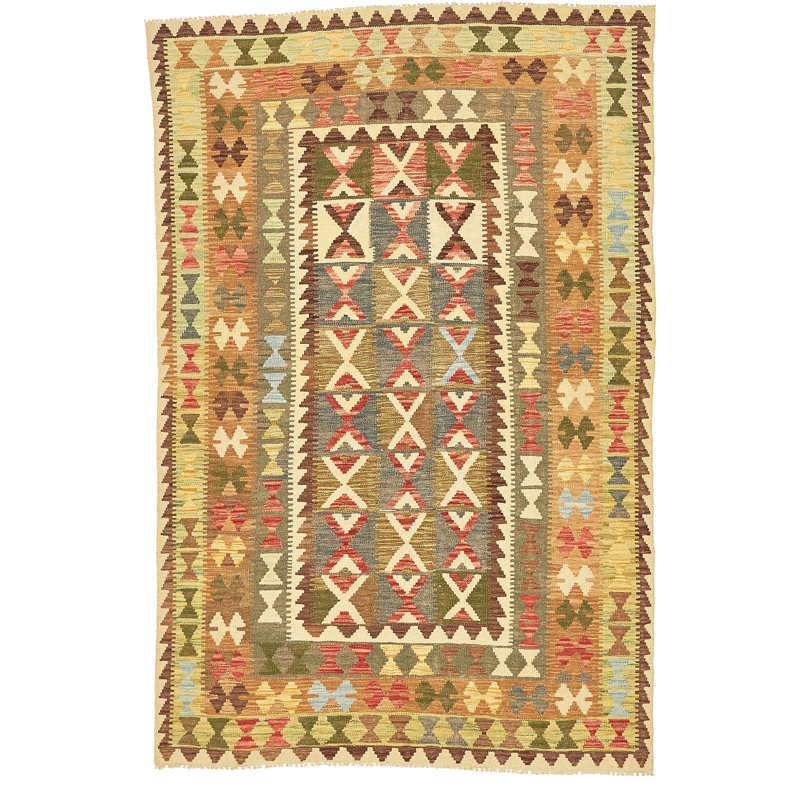 Tapis de zone en laine 5 pi 2 po x 8 pi noué la brun à la main one-of-kind Doorfield