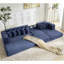 Canapé modulaire surdimensionné en nuage, canapé en L, canapé-lit convertible au sol, sans assemblage, huit coussins, sac à magazines 3 en 1, velours côtelé, bleu-984085203
