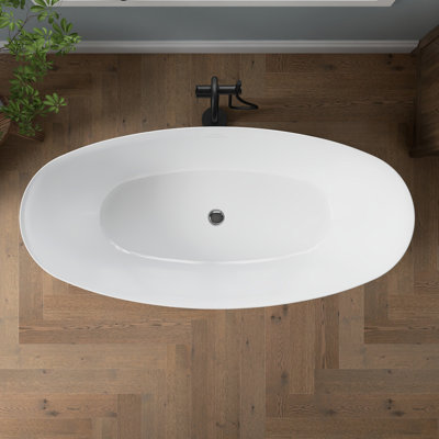 65'' Freestanding Tub Deep Soaking Acrylic Bathtub