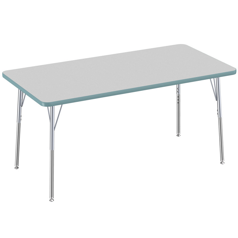 Table rectangulaire d'activité rectangulaire avec pieds réglables, 30" x 60", Gris / écume de mer