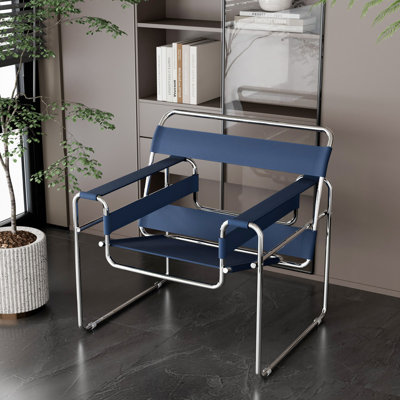 Fauteuil d'appoint en cuir et acier inoxydable