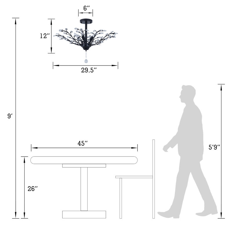 5 - Light Dimmable Classic / Traditional Chandelier, Matte Black