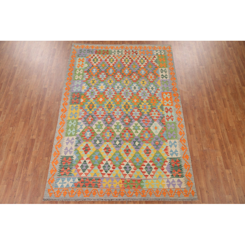 Multolor Kilim Wool Area Rug 7x10