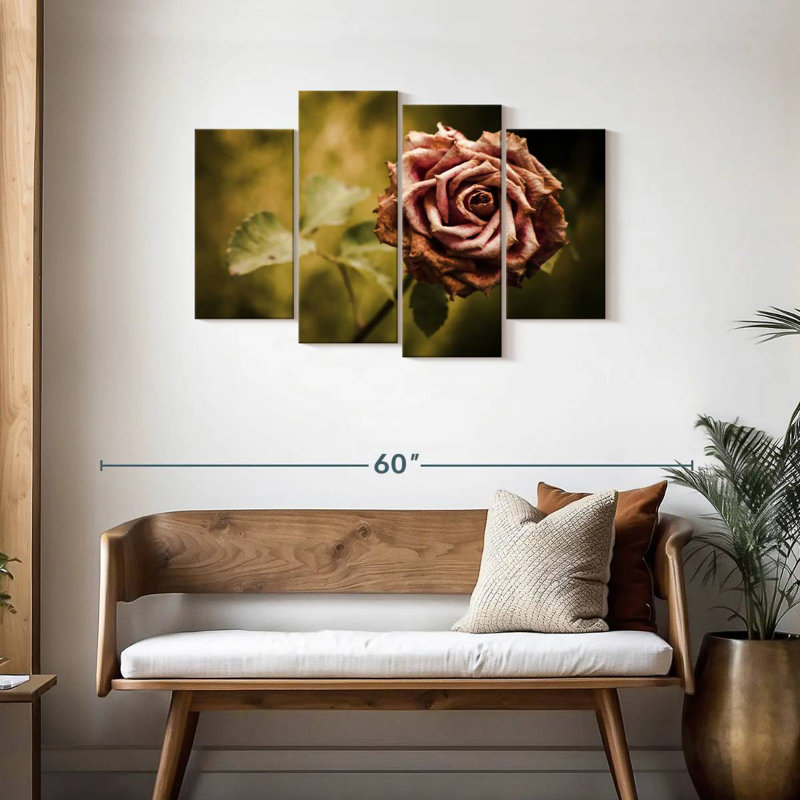 Rose rose délavé, H 27 po x l 43 po