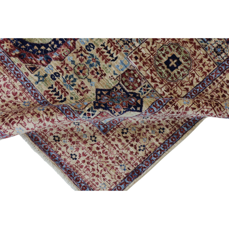 Hand Knotted Wool Area Rug in Beige