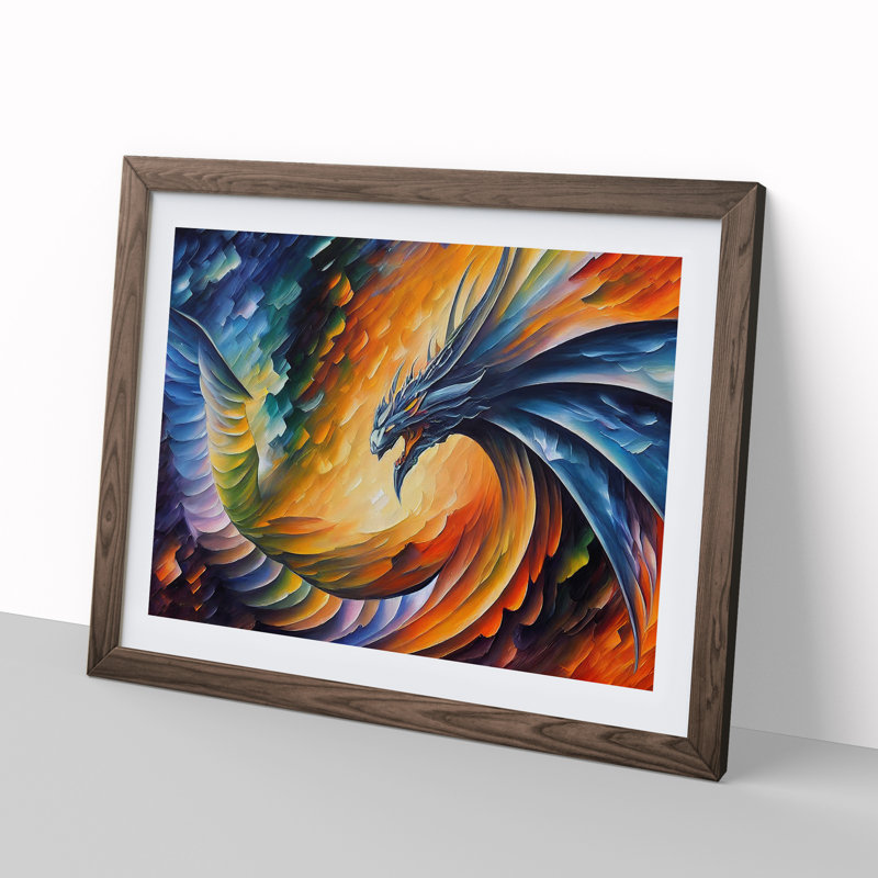 XH1022-2772X Dragon Art Vol.2 - Single Picture Frame Print, Walnut Framed, 25cm H x 34cm W x 2cm D