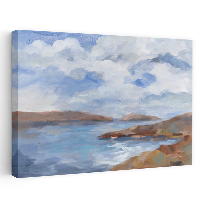 Îles, paysage côtier bleu, blanc, nuage brun, H 36 po x l 24 po