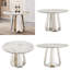 Table de salle à manger ronde en marbre de 47 po, table de cuisine moderne avec plateau en faux marbre ultrabrillant et base en acier inoxydable pour la salle à manger, cuisine (table seulement)-1459791309