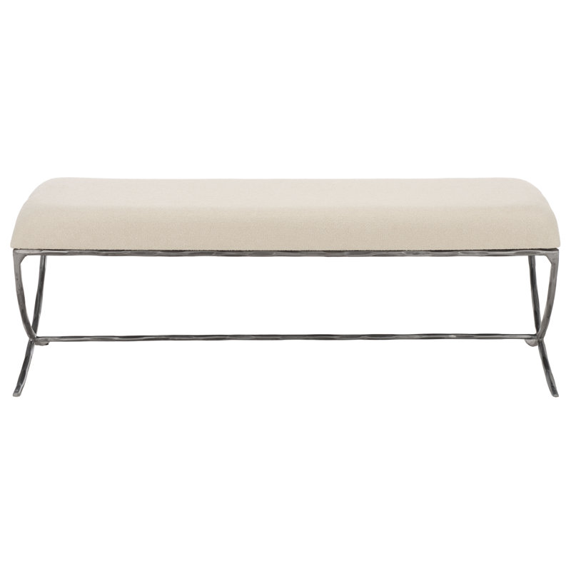 Janeen Boucle And Metal Bench, Black, Ivory