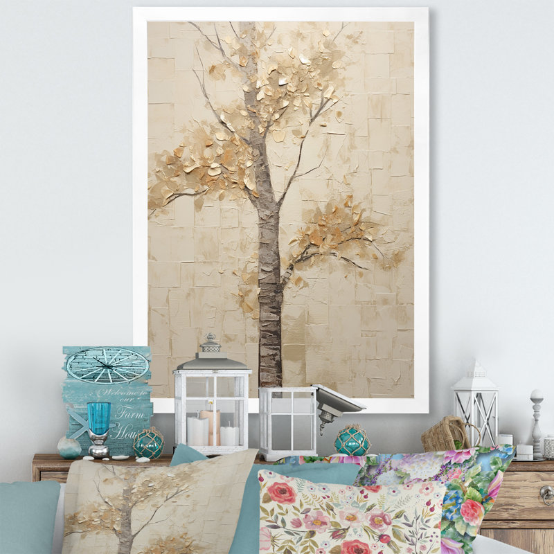 Minimalisme, érable beige solitude II sur toile, Cadre photo blanc, H 40 po x l 30 po x P 1,5 po