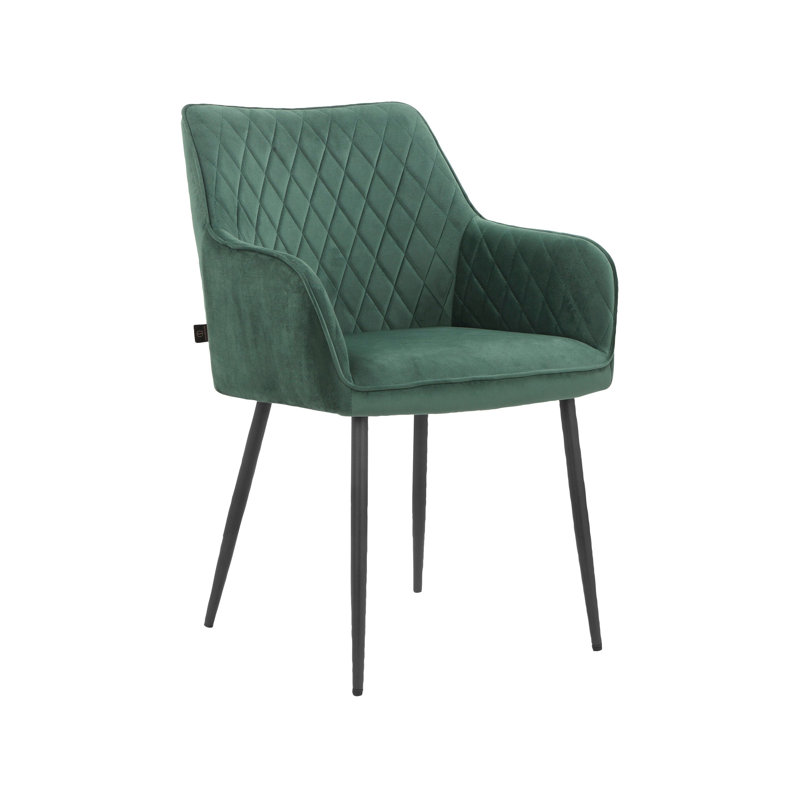 48.5cm H Velvet Upholstered Metal Side Chair, Green