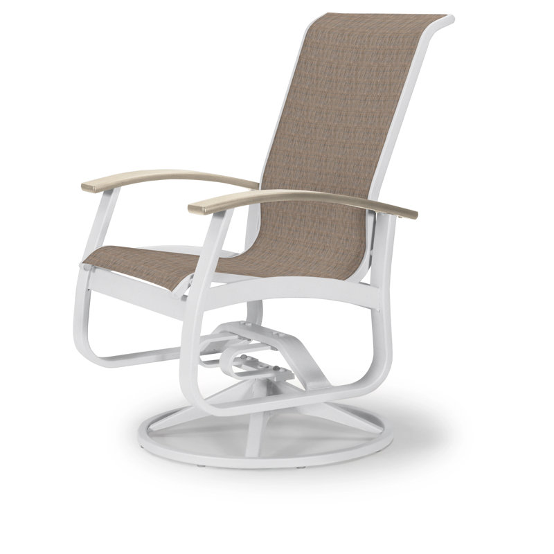 Chaise de patio pivotante Askar, Cobalt 35D Sunbrella®, Désert P60, Blanc brillant