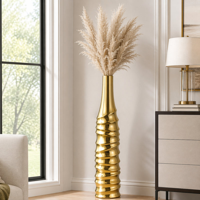 Vase de plancher en céramique Elegant, Or