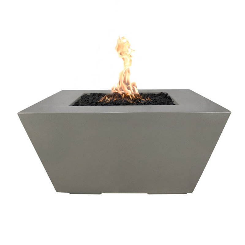 Redan Square Concrete Smokeless Fire Pit Table, Ash, Natural Gas