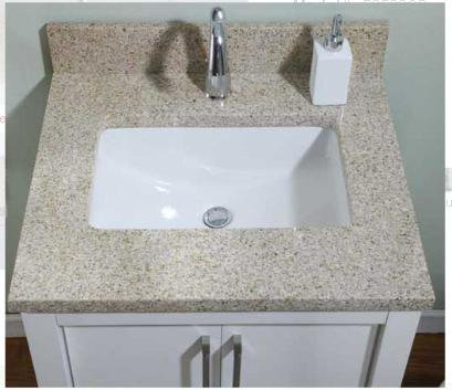 Dessus de meuble-lavabo de salle de bain simple granite Euro, Pêche dorée, 25 po x 22 po pour meuble-lavabo de 24 po
