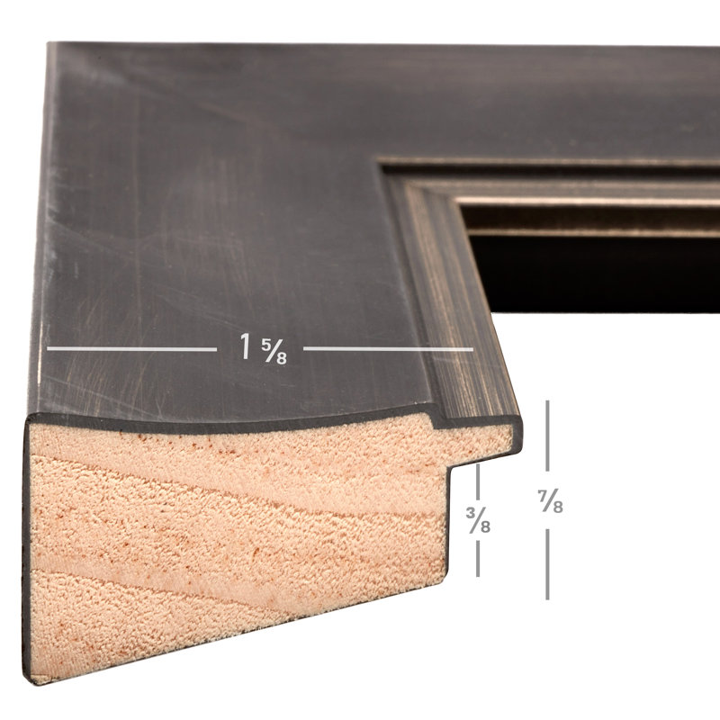 Mucella Wood Picture Frame with Mat, 5" x 7" Matted to 4" x 6", Black/Pewter