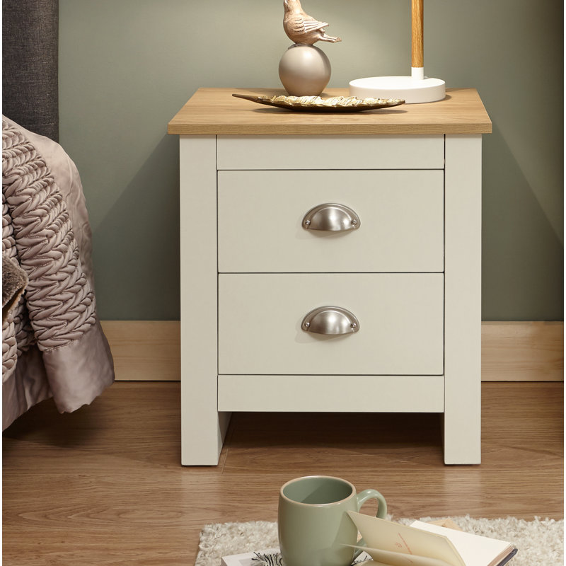 Loretta 45cm W Manufactured Wood Bedside Table, Cream