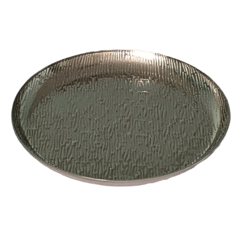 Plateau rond avec texture de ligne: P 13 po, L 13 po x P 13 po x H 1 po