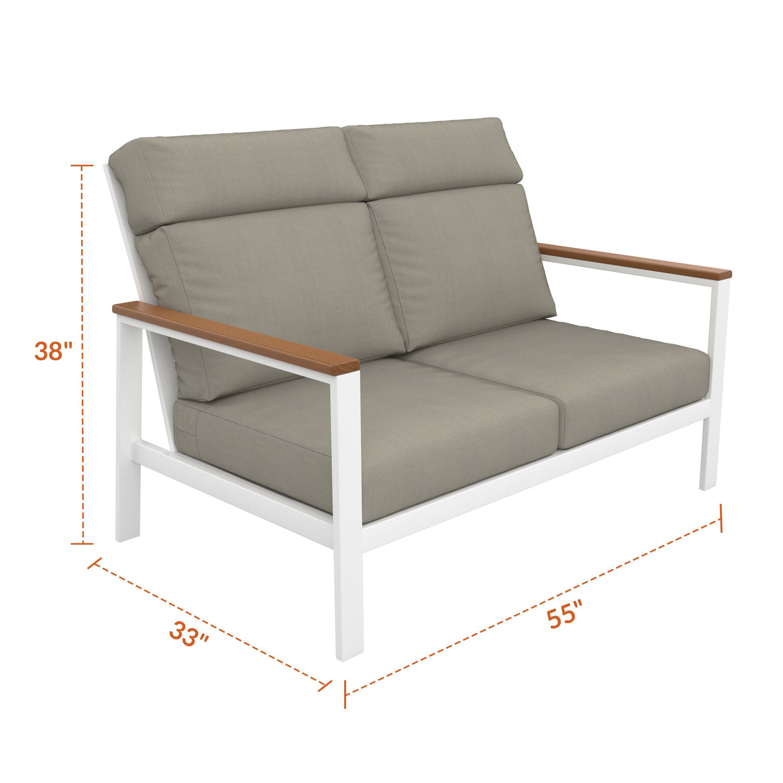 Townsend 55" Sunbrella® Patio Loveseat, Spectrum Dove, Brown