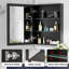  Armoire à pharmacie 24 po x l 30 po avec miroir, cadre de salle de bain encastré ou à fixation en surface avec tablette en verre trempé réglable, grand espace de rangement (noir)-1005540904-973242545