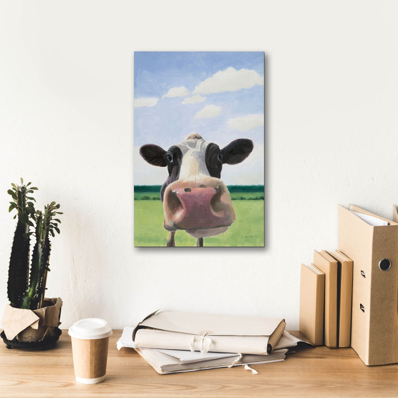 «Funny Cow» par James Wiens, art mural sur toile, H 18 po x l 12 po