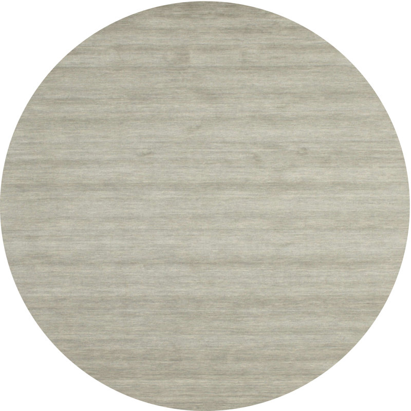 Tapis contemporain gris / blanc, Rond 6 pi