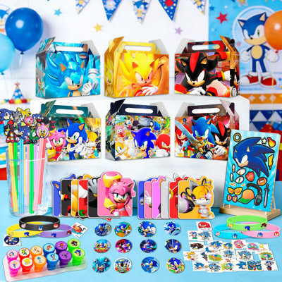 Sonic Party Favors,109Pcs All-in-One Sonic Stationery Favors Packs