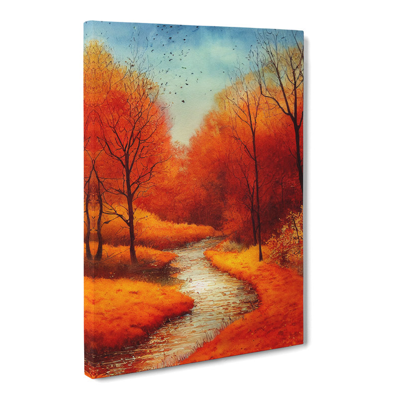 Watercolour Autumn Landscape Vol.1 - Wrapped Canvas, 76cm H x 50cm W x 3cm D