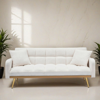 69.02" Wide Convertible Upholstered Reclining Sleeper Sofa Bed