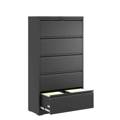 5 Drawer Metal Lateral File Cabinet,Filing Cabinet With Lock, Lockable File Cabinet For Home Office, Locking Metal File Cabinet