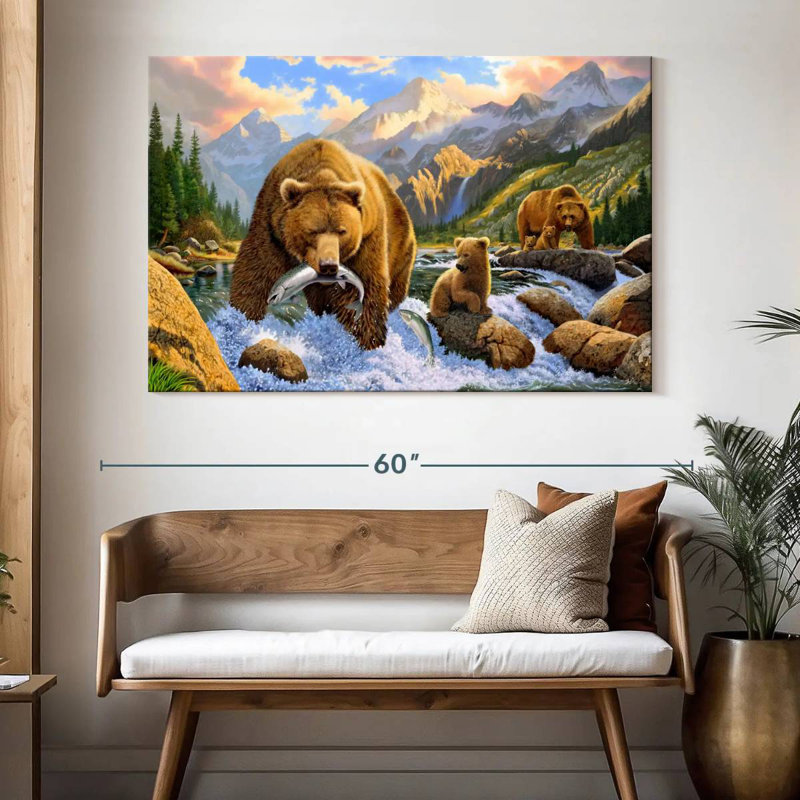 Bear Salmon Fishing, H 34 po x l 51 po