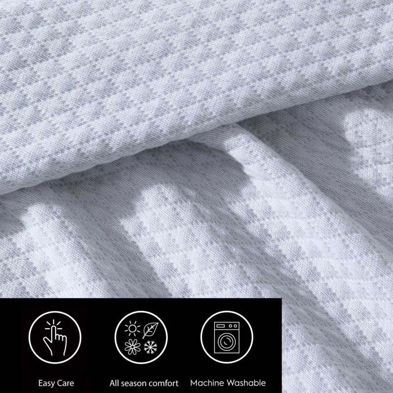 Vera Wang Matelesse Cotton White King Blanket, White, King