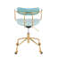 Chaise de bureau contemporaine en métal doré et velours bleu clair