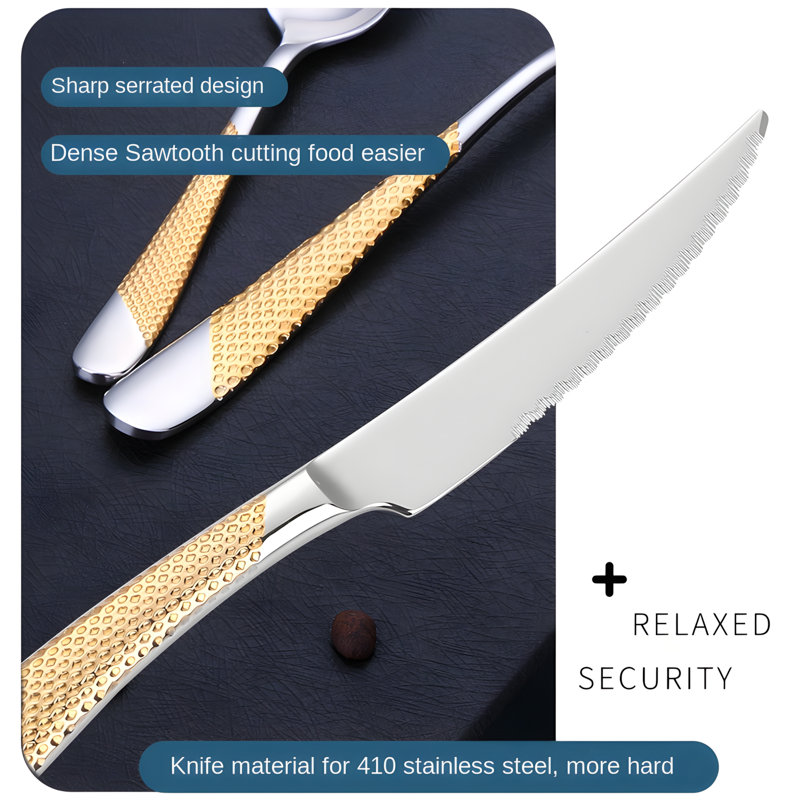 Ensemble de fourchette et cuillère à steak en acier inoxydable 304 de qualité supérieure pour la maison et l'hôtel