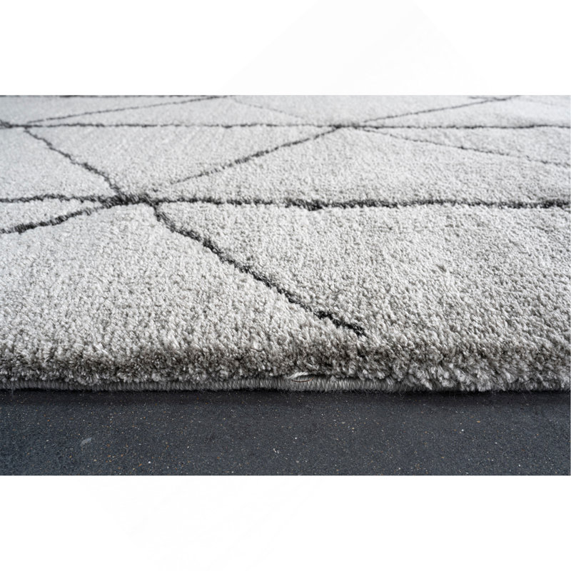 Tapis en polyester recyclé gris anthracite et gris anthracite Nina Rowan, Rectangle 5 pi 3 po x 7 pi 6 po