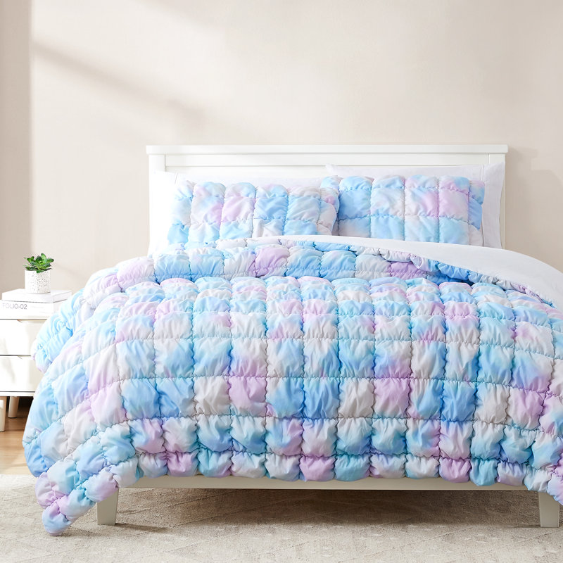 Puff Comforter Set, Queen Comforter + 2 Standard Shams, Rainbow